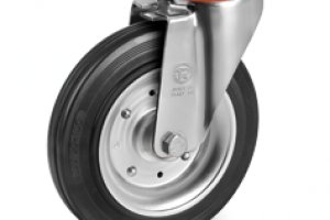 Ruota girevole con freno, Ø 125mm, gomma elastica, 200KG - Industrialwheels. com - Ruote industriali I migliori ruote industriali.